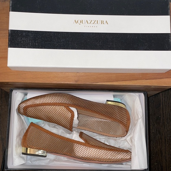 🦄 AQUAZZURA DALIA MOCASSIN SUGAR ALMOND SZ 39 - Picture 2 of 10